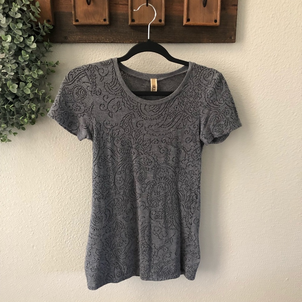 Gray Tee with Lace Design